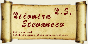 Milomira Stevančev vizit kartica